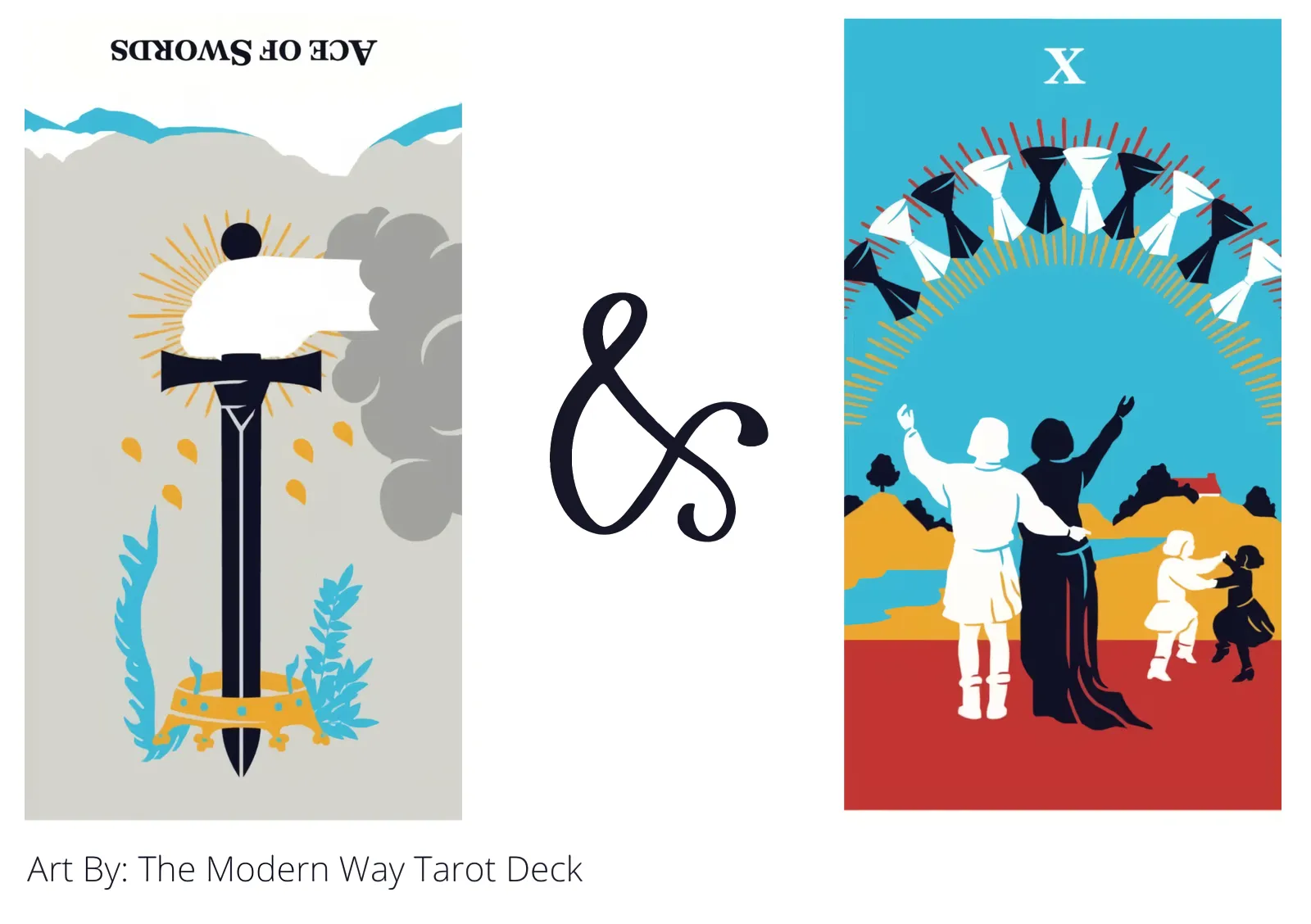 ace of swords reversed and ten of cups tarot cards together