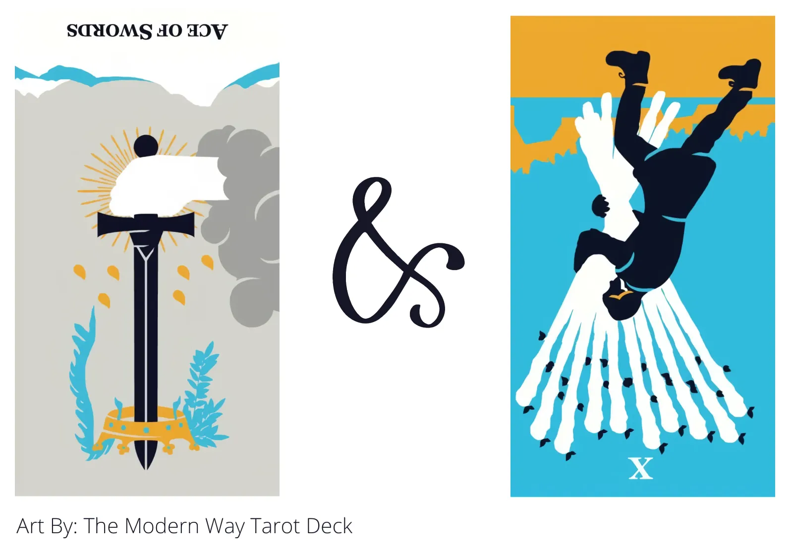 ace of swords reversed and ten of wands reversed tarot cards together