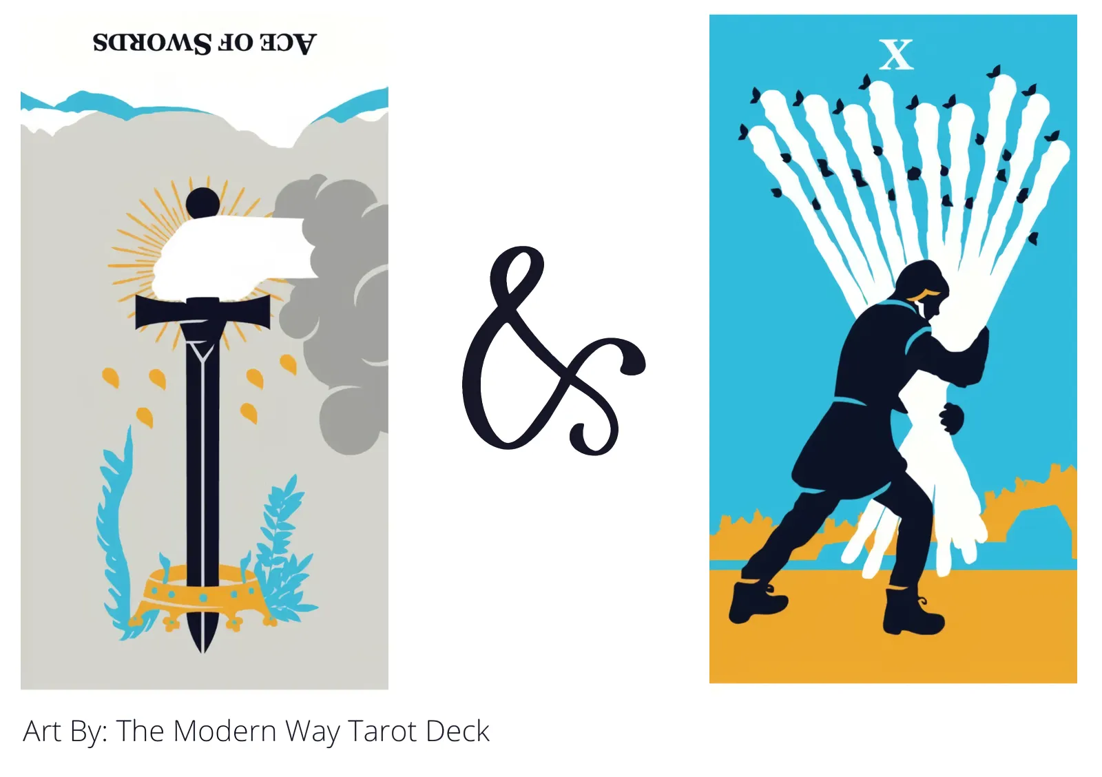 ace of swords reversed and ten of wands tarot cards together
