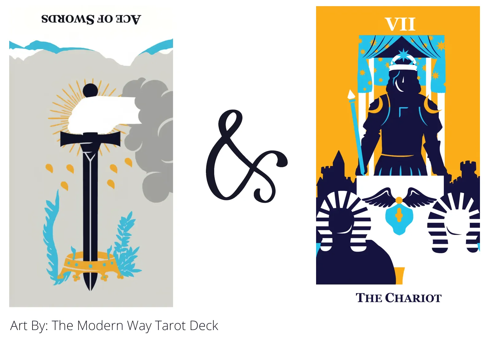 ace of swords reversed and the chariot tarot cards together