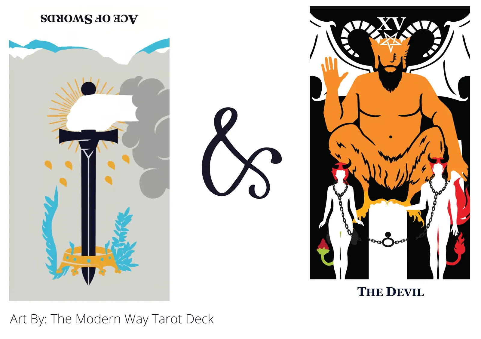 ace of swords reversed and the devil tarot cards together
