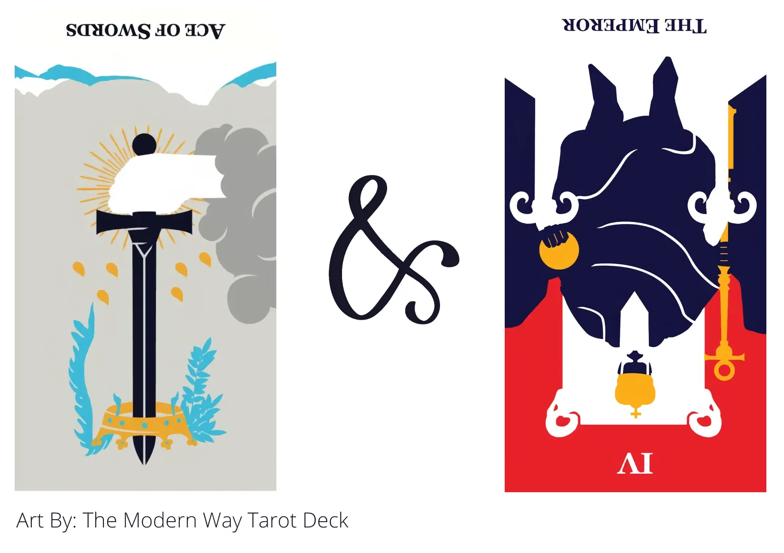 ace of swords reversed and the emperor reversed tarot cards together