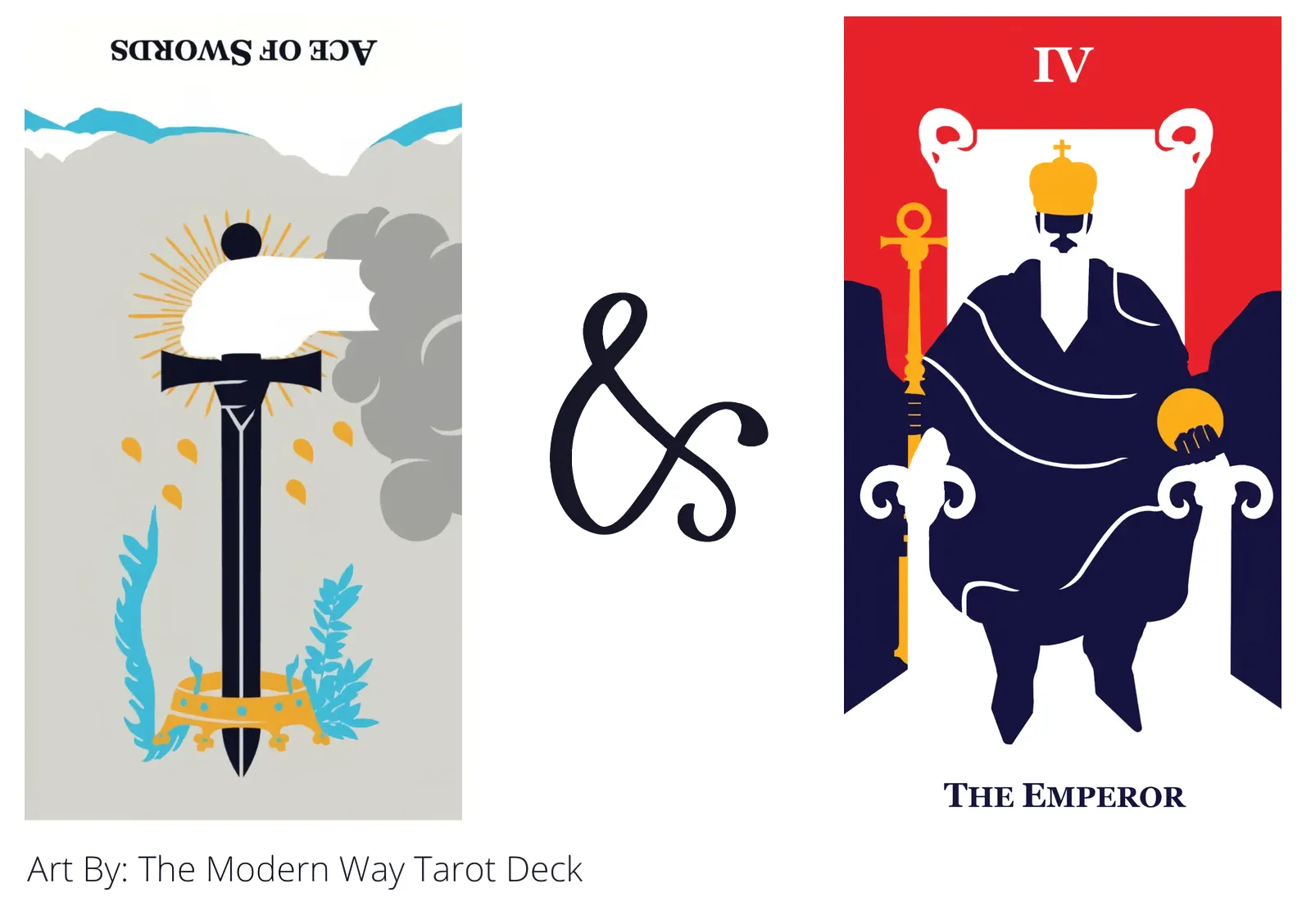 ace of swords reversed and the emperor tarot cards together