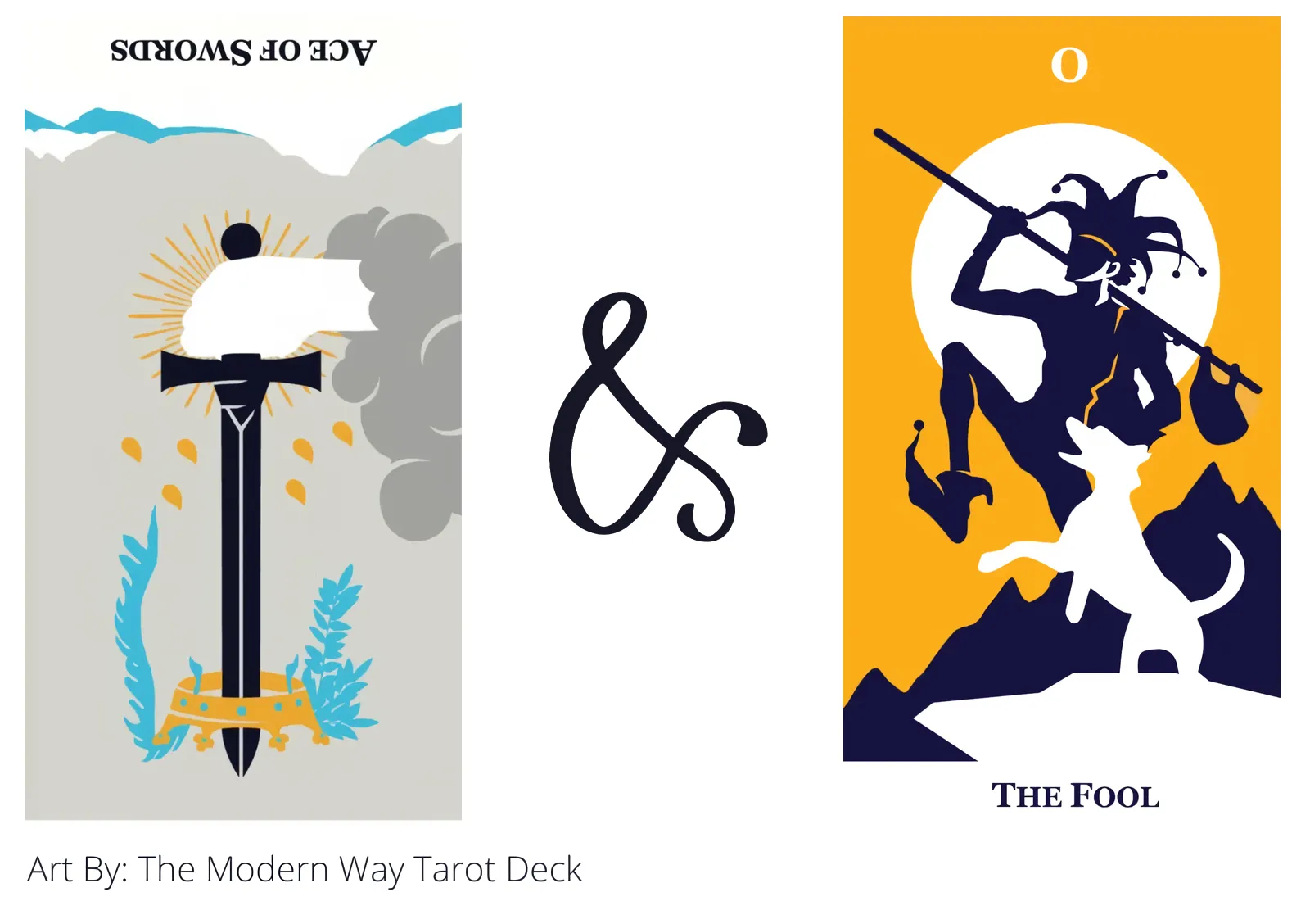 ace of swords reversed and the fool tarot cards together