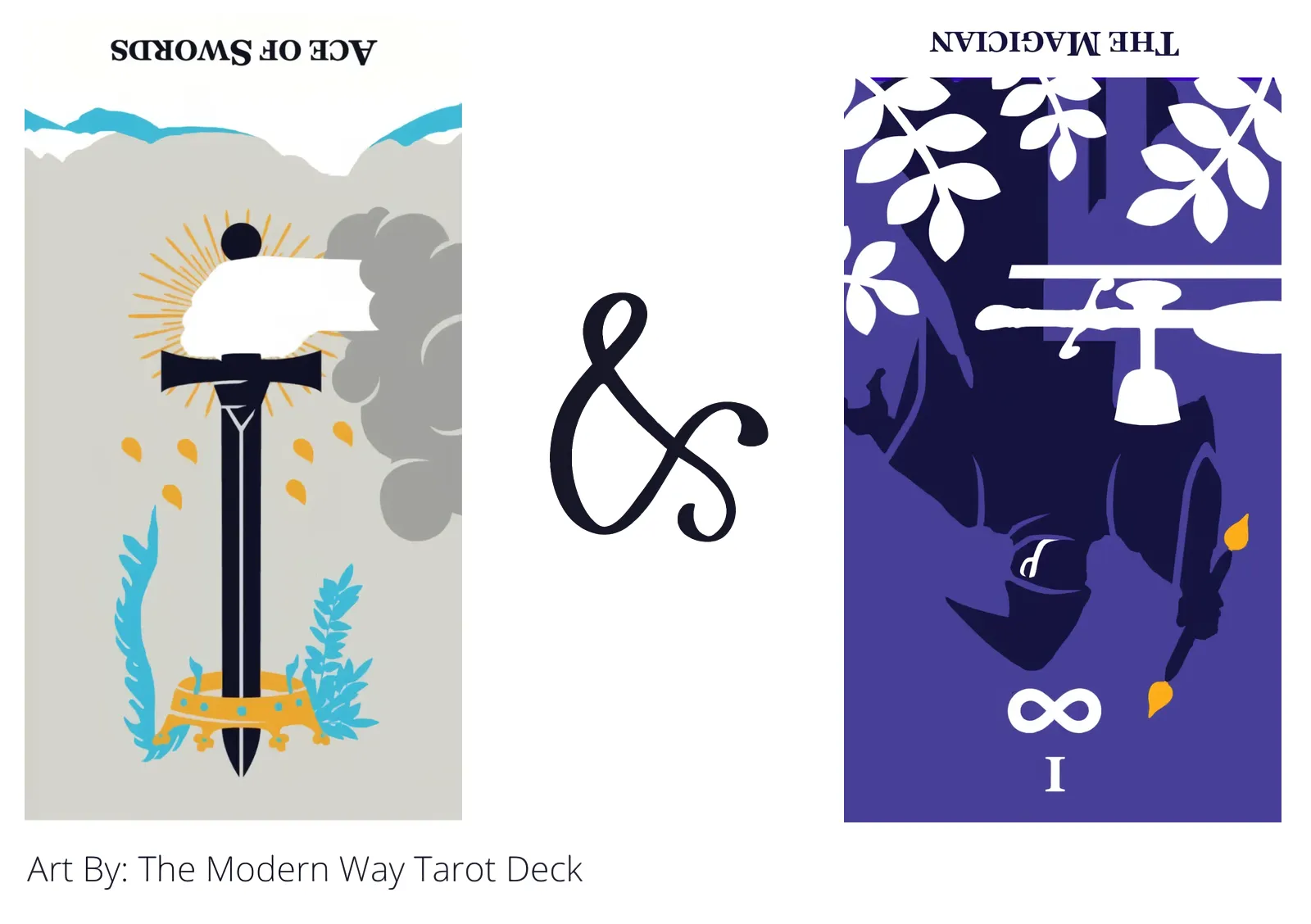 ace of swords reversed and the magician reversed tarot cards together