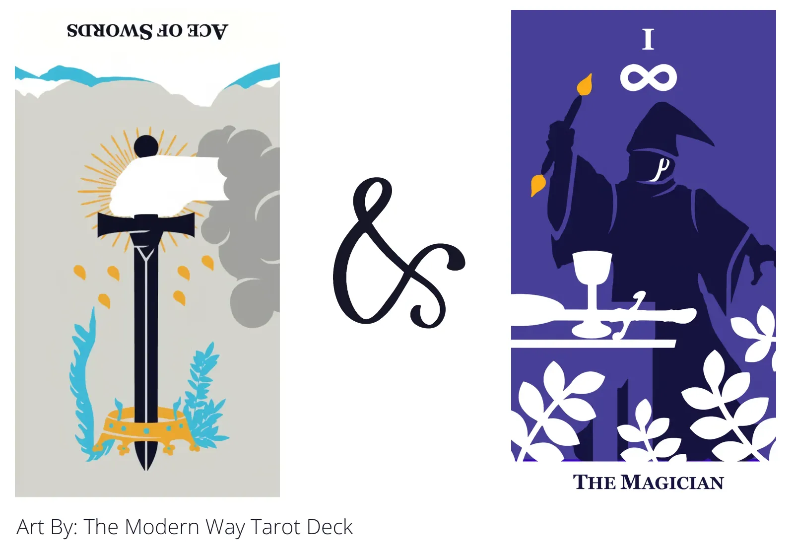 ace of swords reversed and the magician tarot cards together