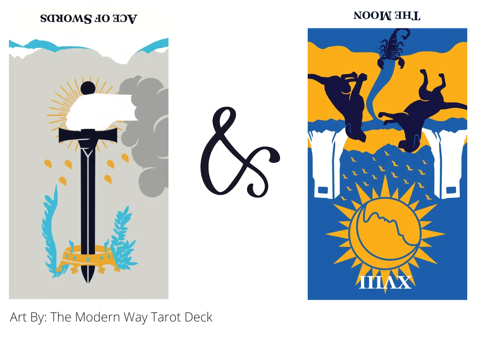 ace of swords reversed and the moon reversed tarot cards together