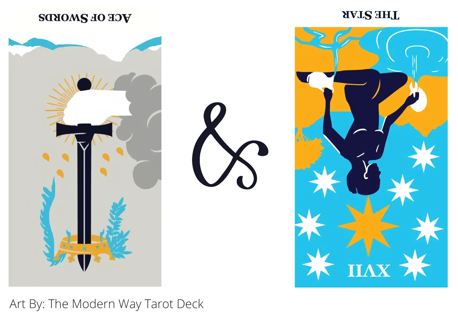 ace of swords reversed and the star reversed tarot cards together