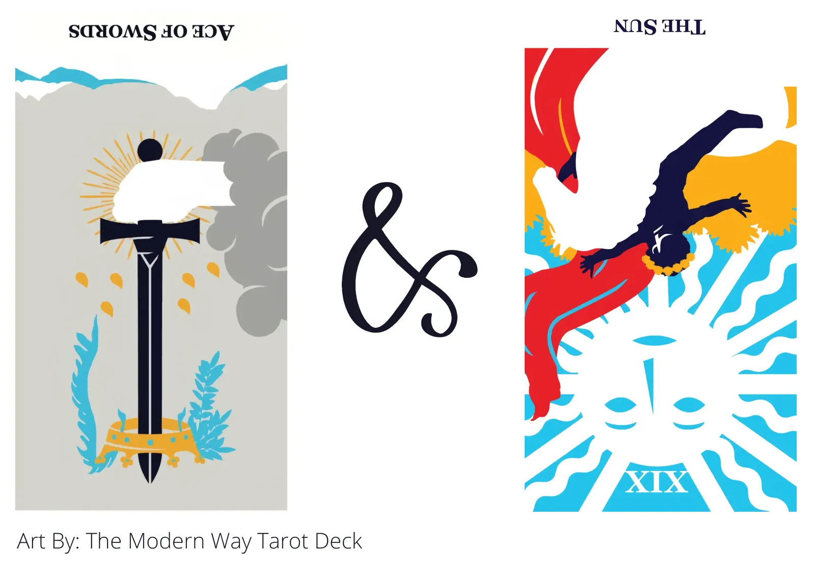 ace of swords reversed and the sun reversed tarot cards together