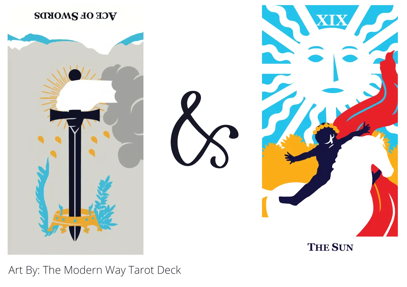 ace of swords reversed and the sun tarot cards together