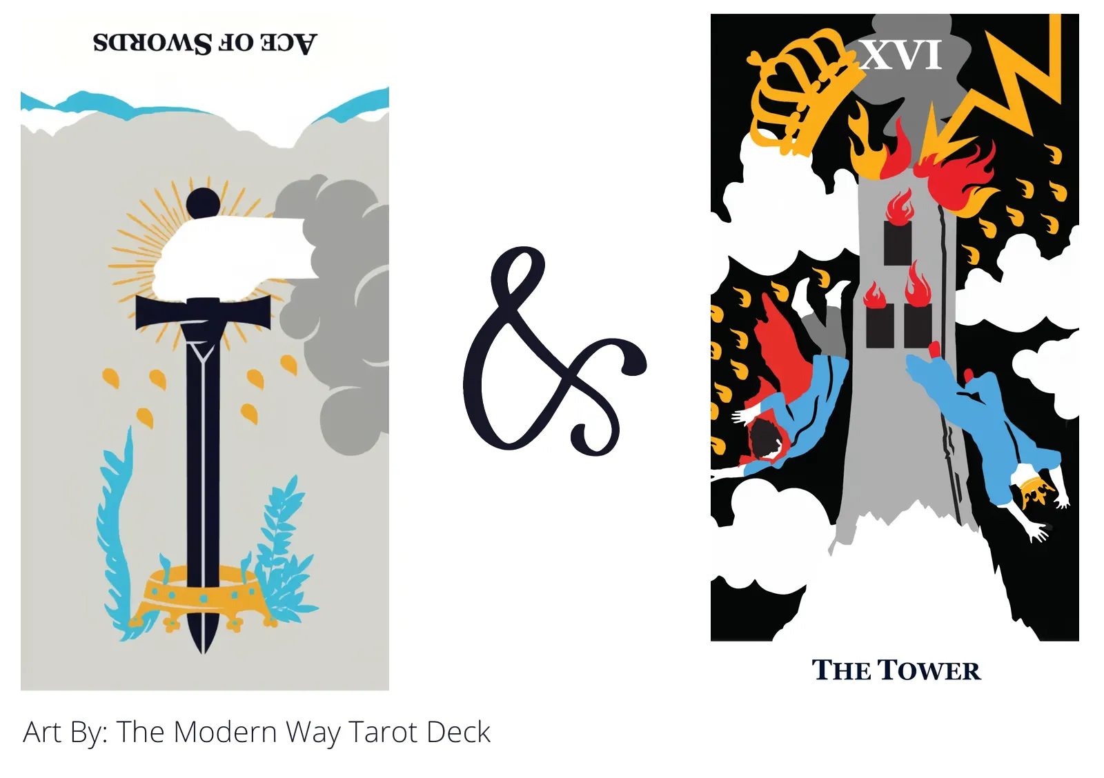 ace of swords reversed and the tower tarot cards together