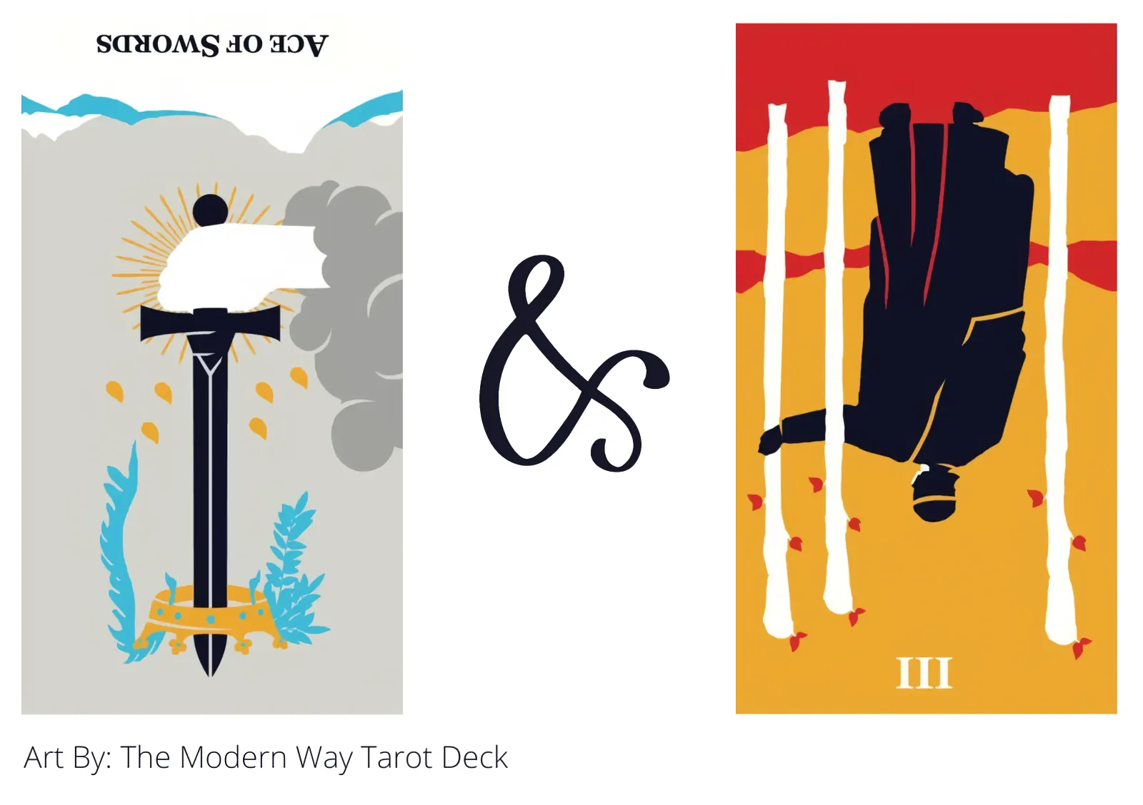 ace of swords reversed and three of wands reversed tarot cards together
