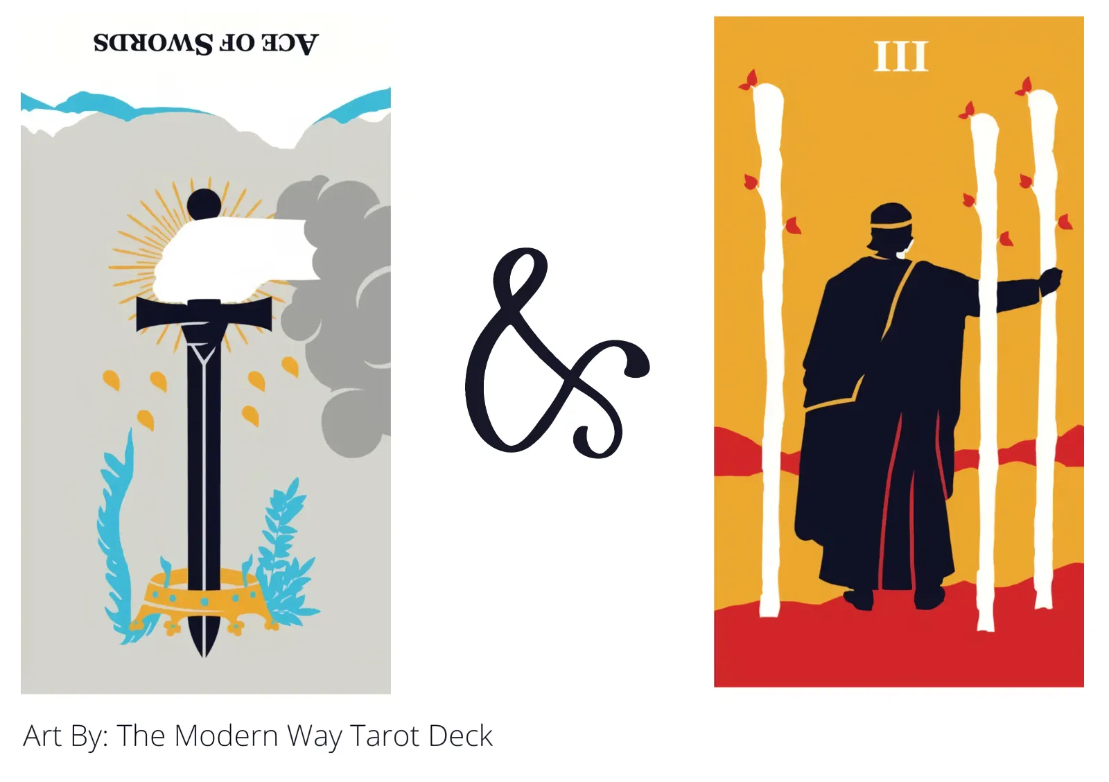 ace of swords reversed and three of wands tarot cards together