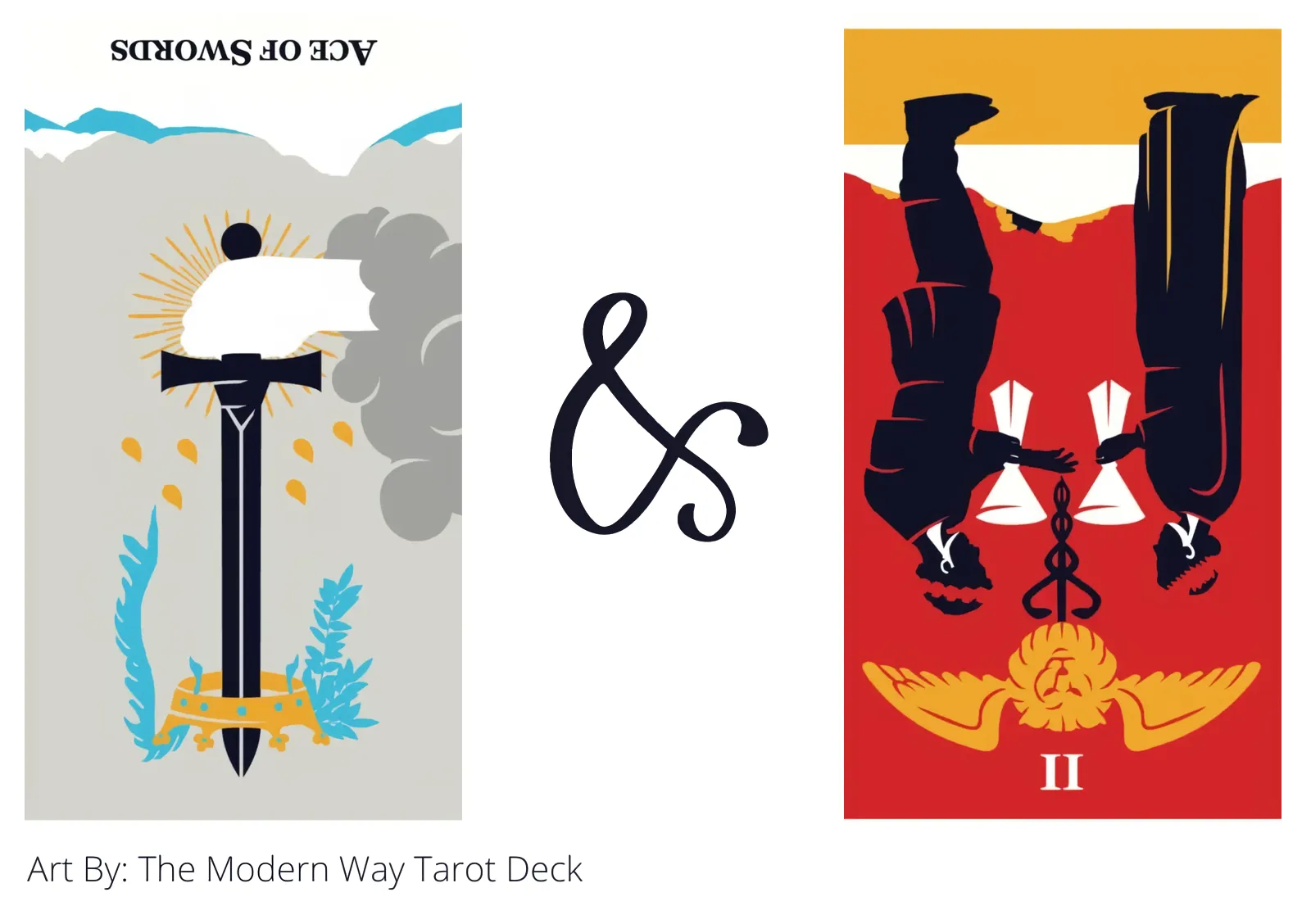 ace of swords reversed and two of cups reversed tarot cards together