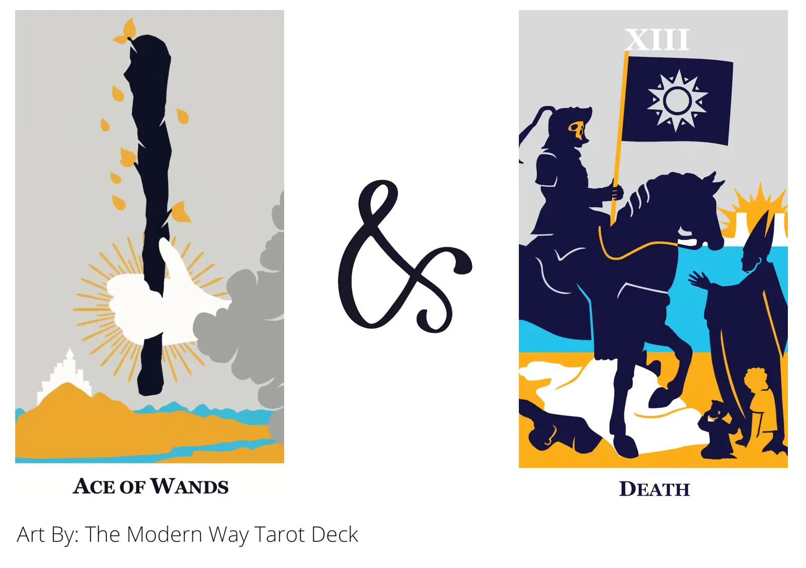 ace of wands and death tarot cards together