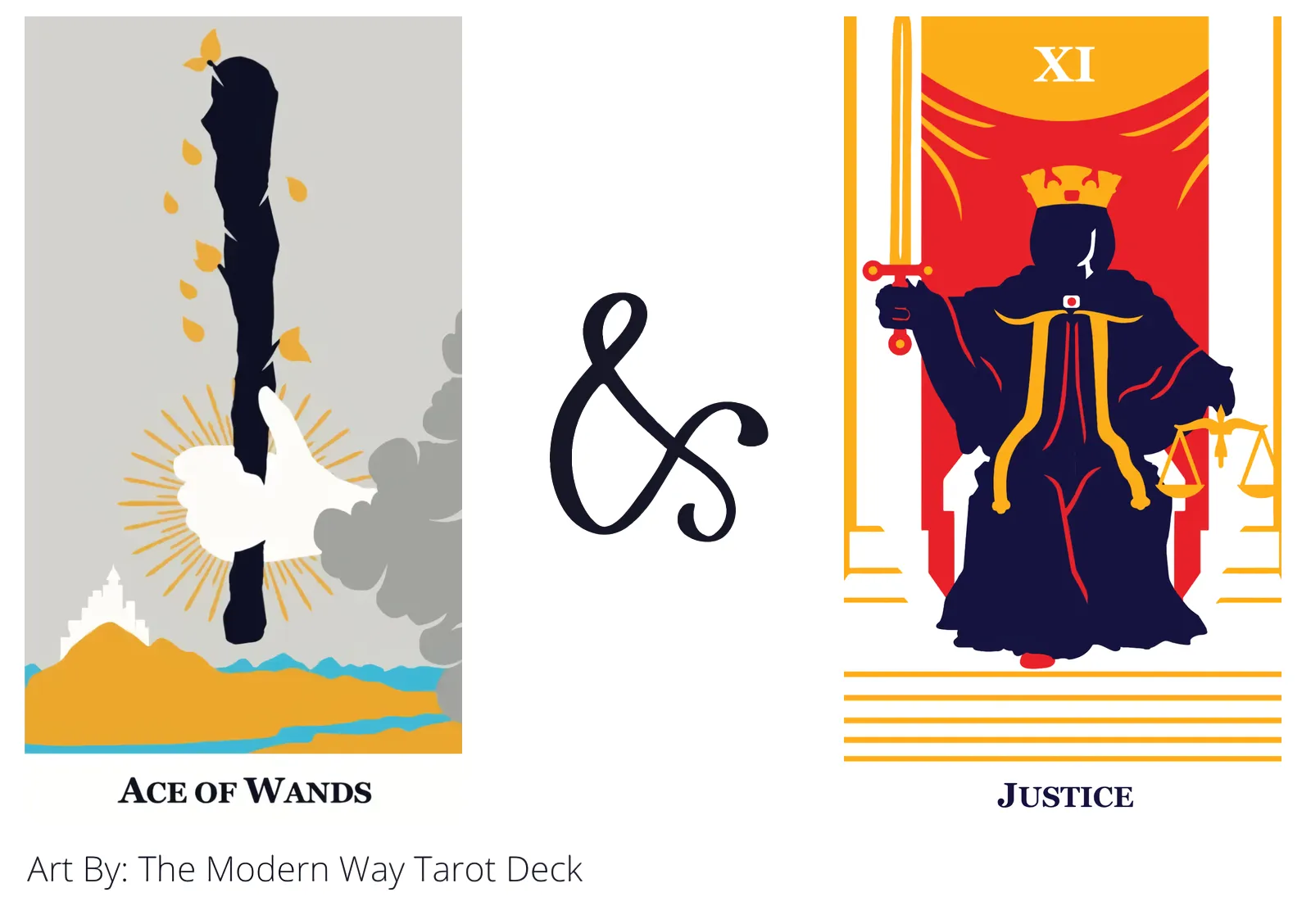 ace of wands and justice tarot cards together