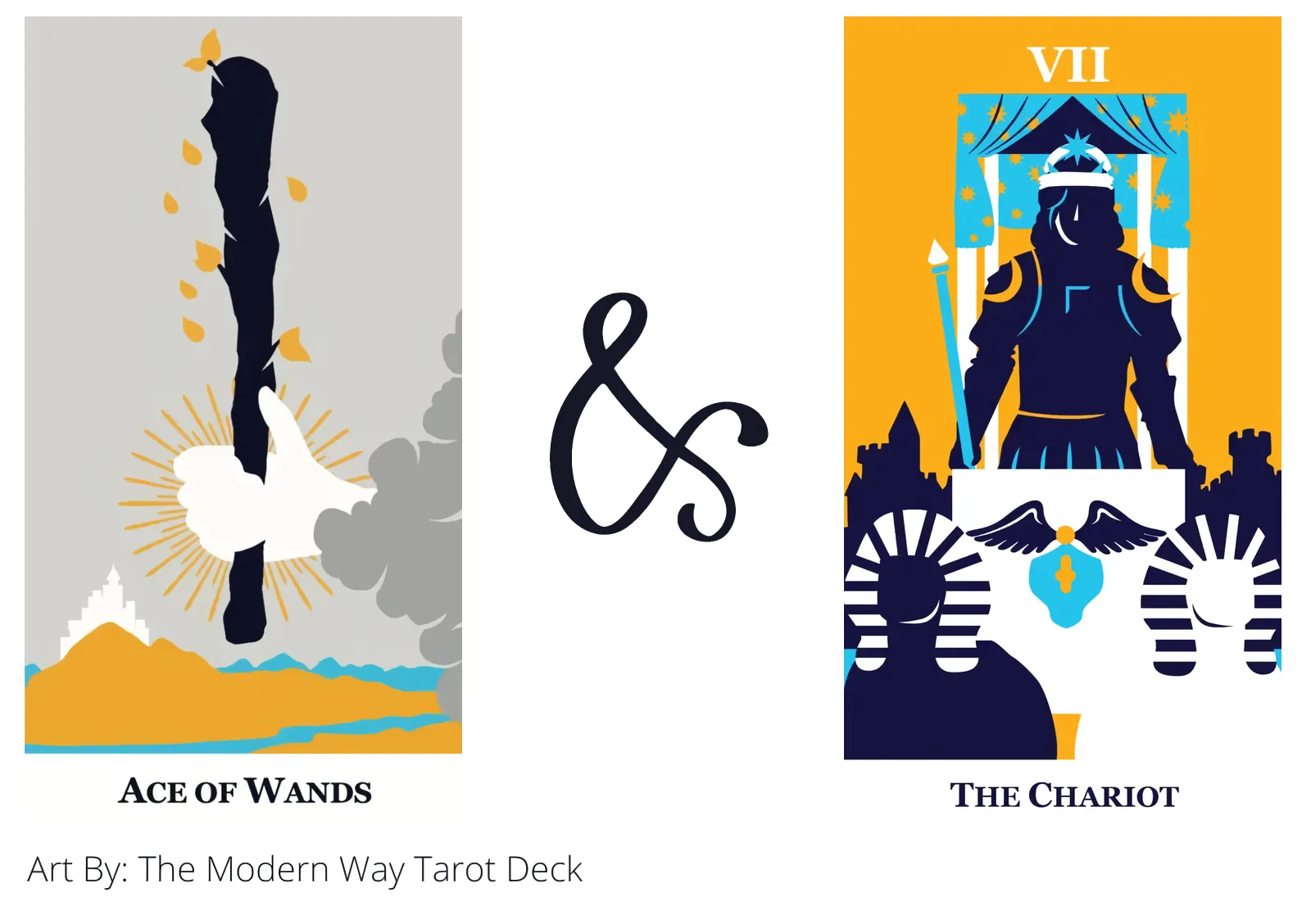 ace of wands and the chariot tarot cards together