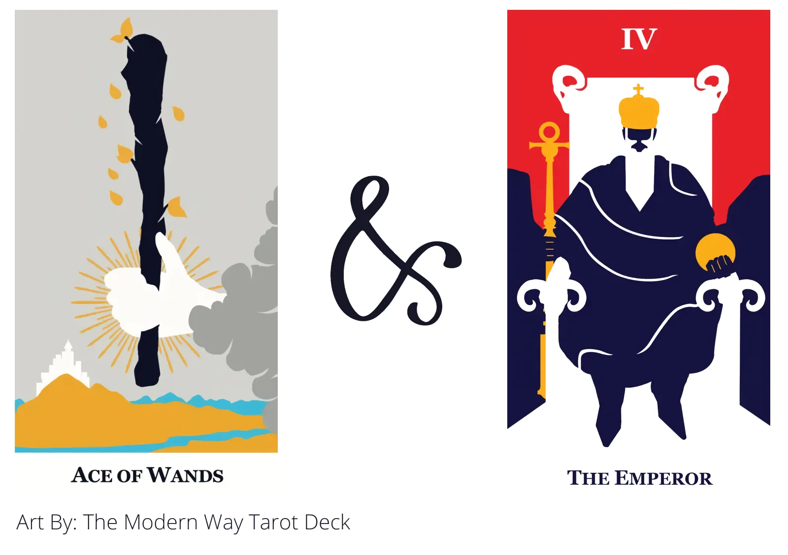 ace of wands and the emperor tarot cards together