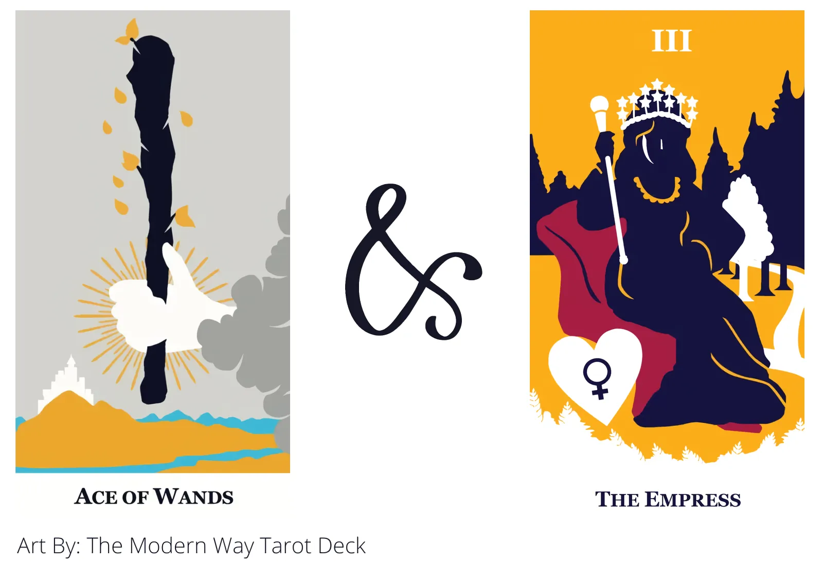 ace of wands and the empress tarot cards together