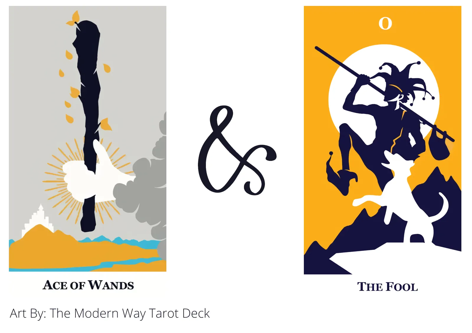ace of wands and the fool tarot cards together