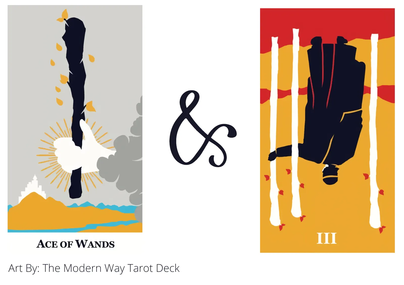 ace of wands and three of wands reversed tarot cards together