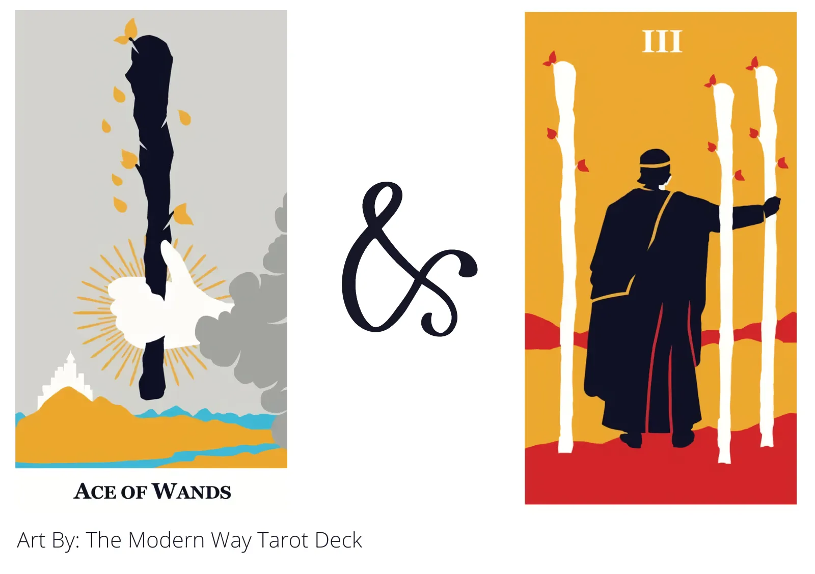 ace of wands and three of wands tarot cards together