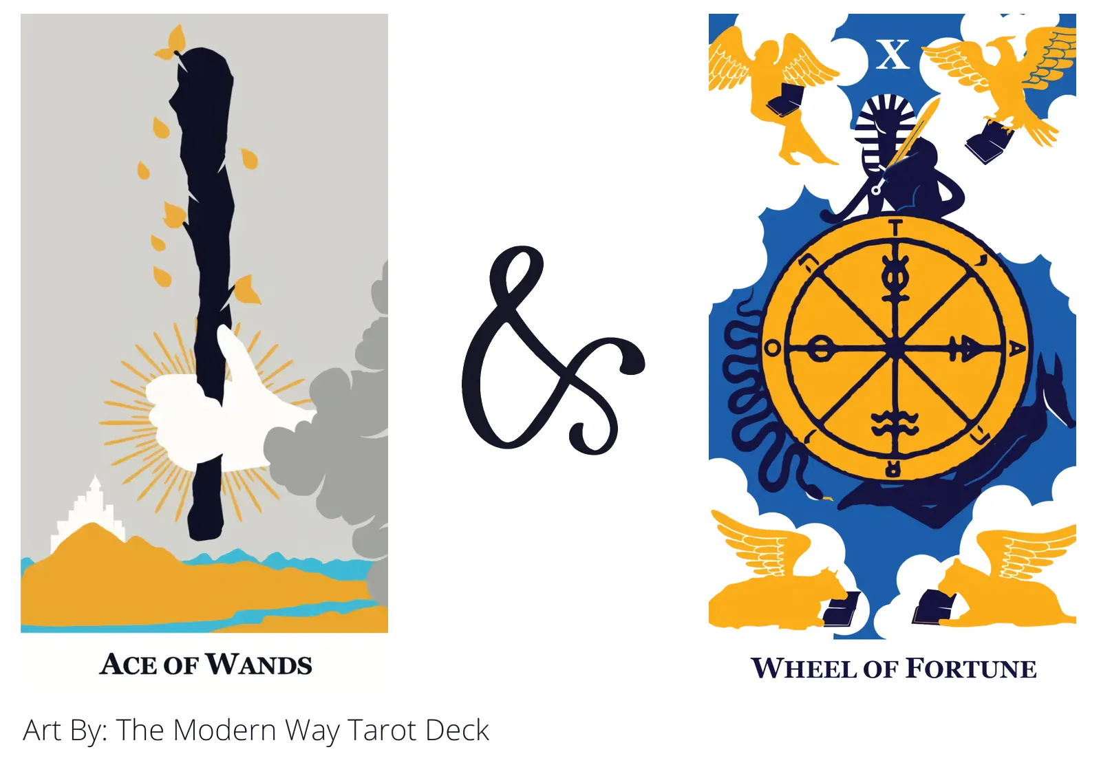 ace of wands and wheel of fortune tarot cards together
