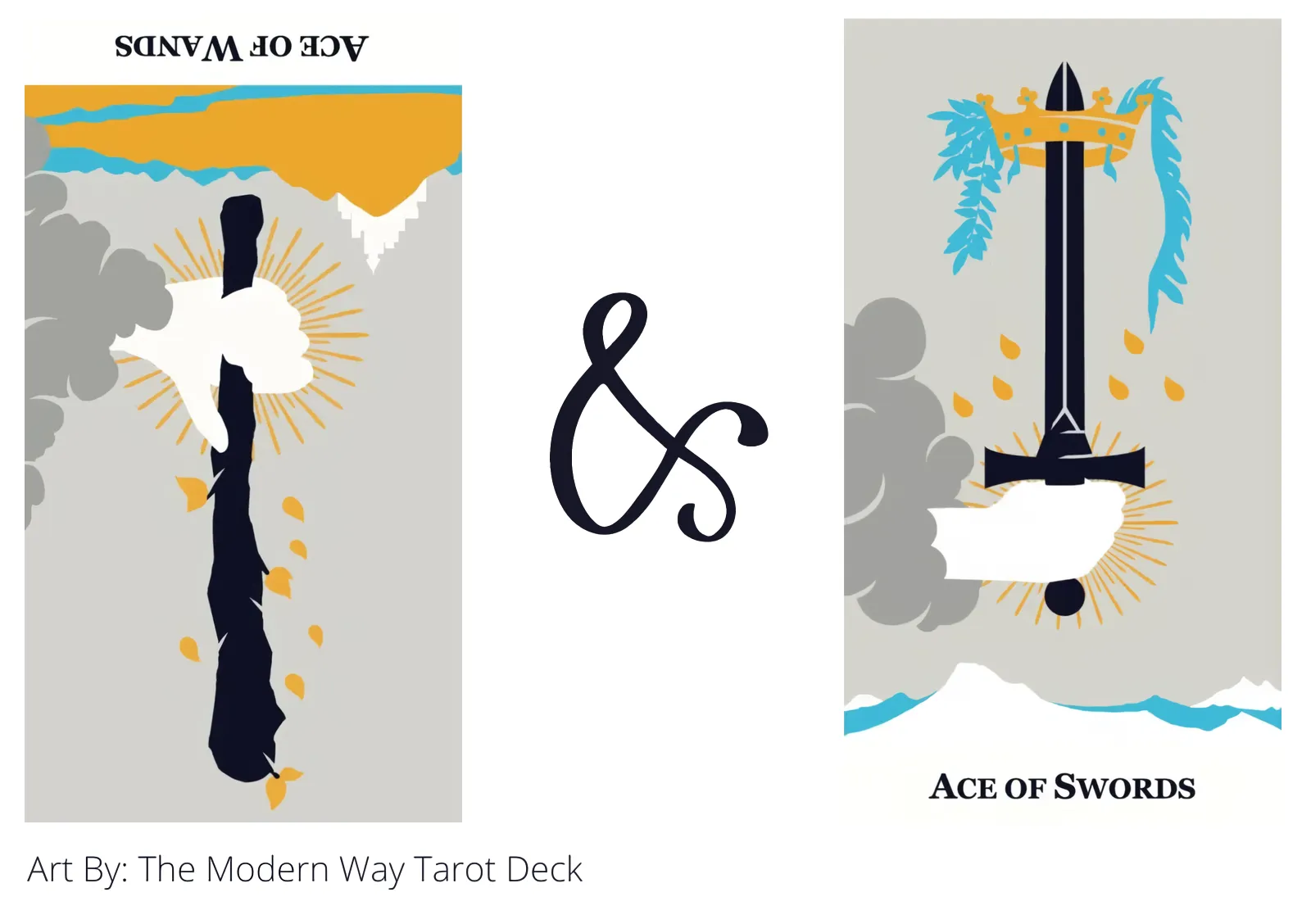 ace of wands reversed and ace of swords tarot cards together