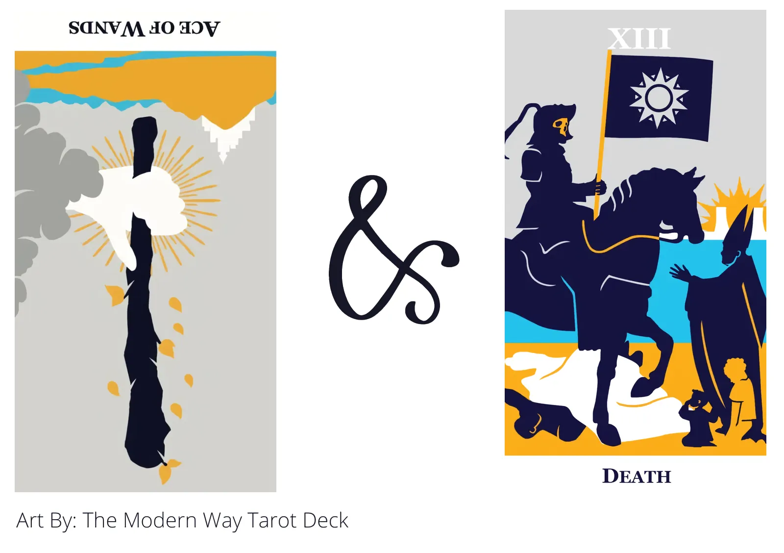 ace of wands reversed and death tarot cards together