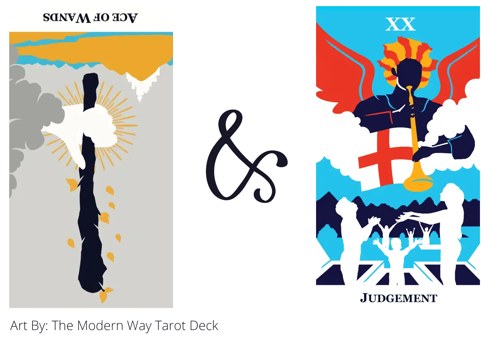 ace of wands reversed and judgement tarot cards together