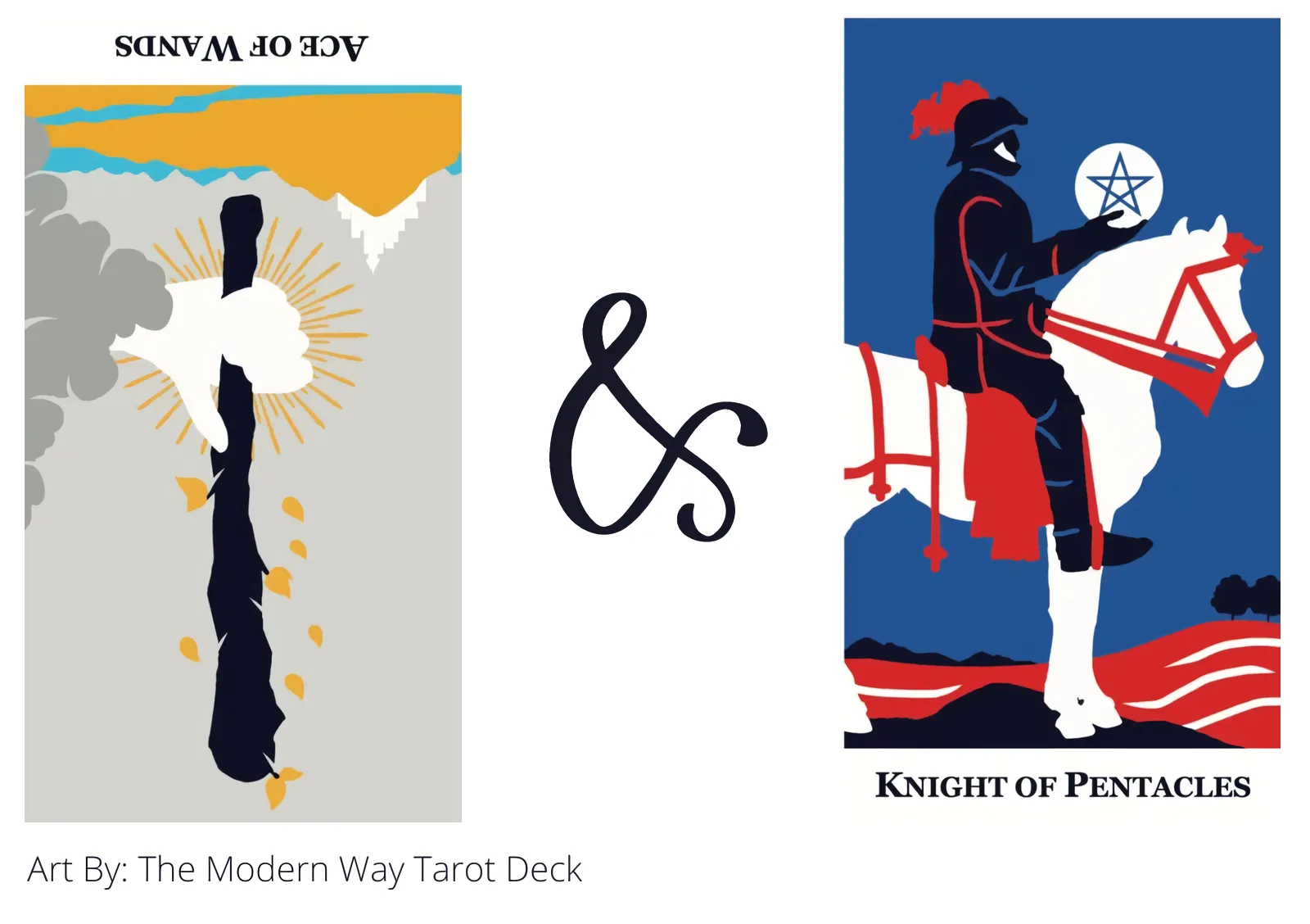 ace of wands reversed and knight of pentacles tarot cards together