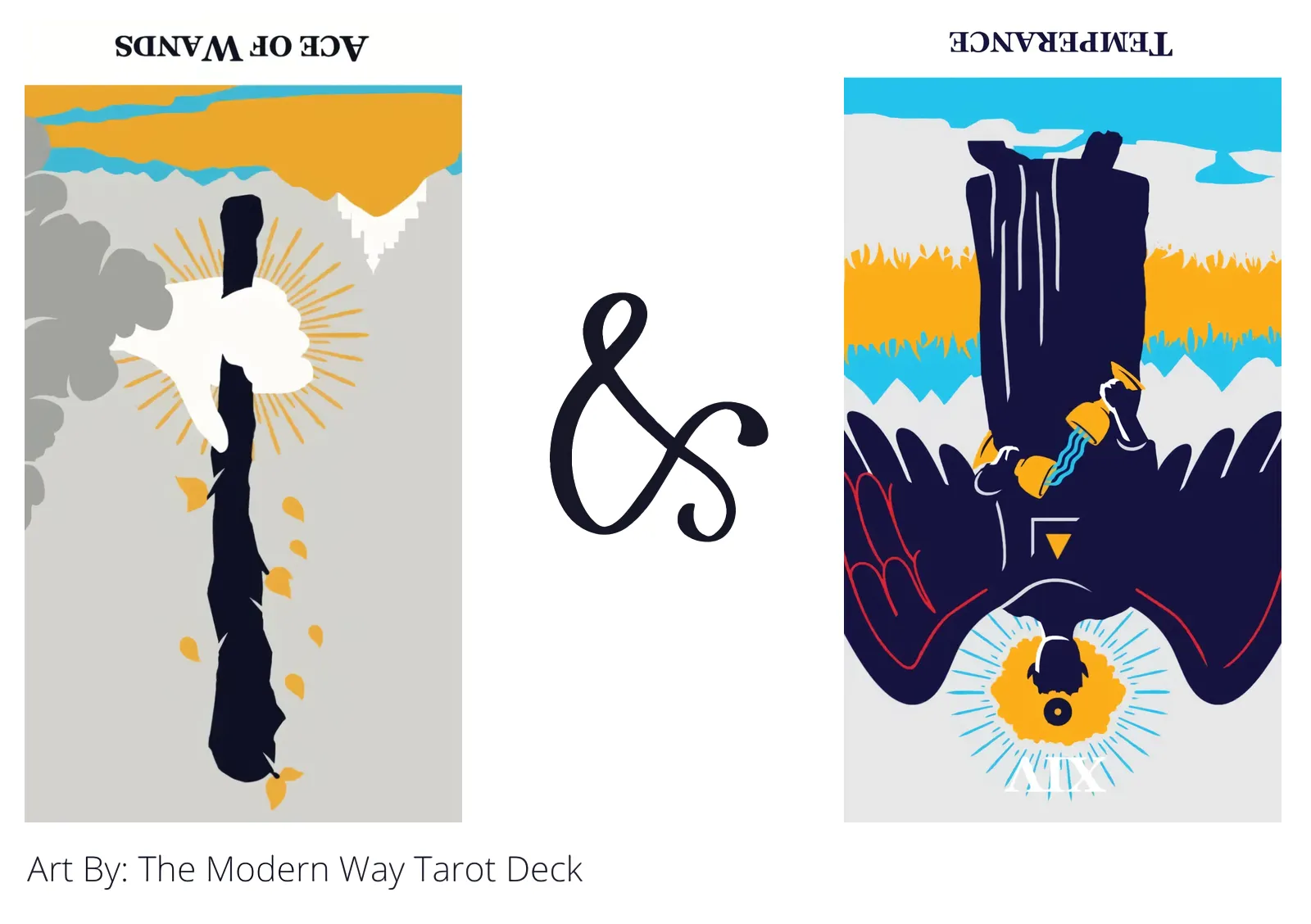 ace of wands reversed and temperance reversed tarot cards together