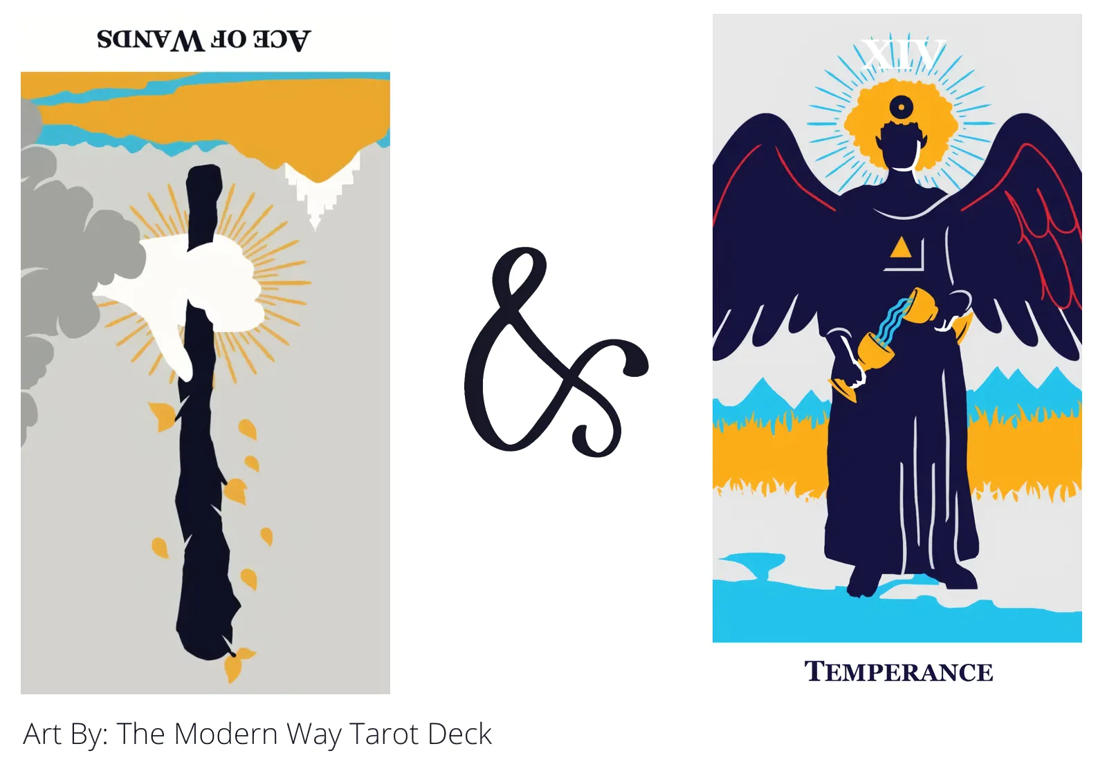 ace of wands reversed and temperance tarot cards together