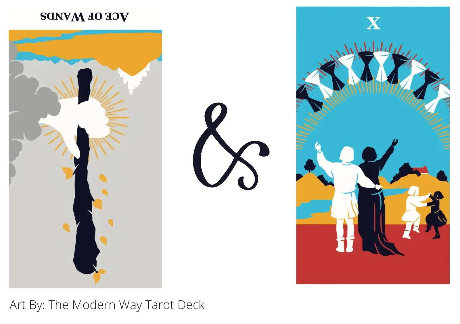 ace of wands reversed and ten of cups tarot cards together