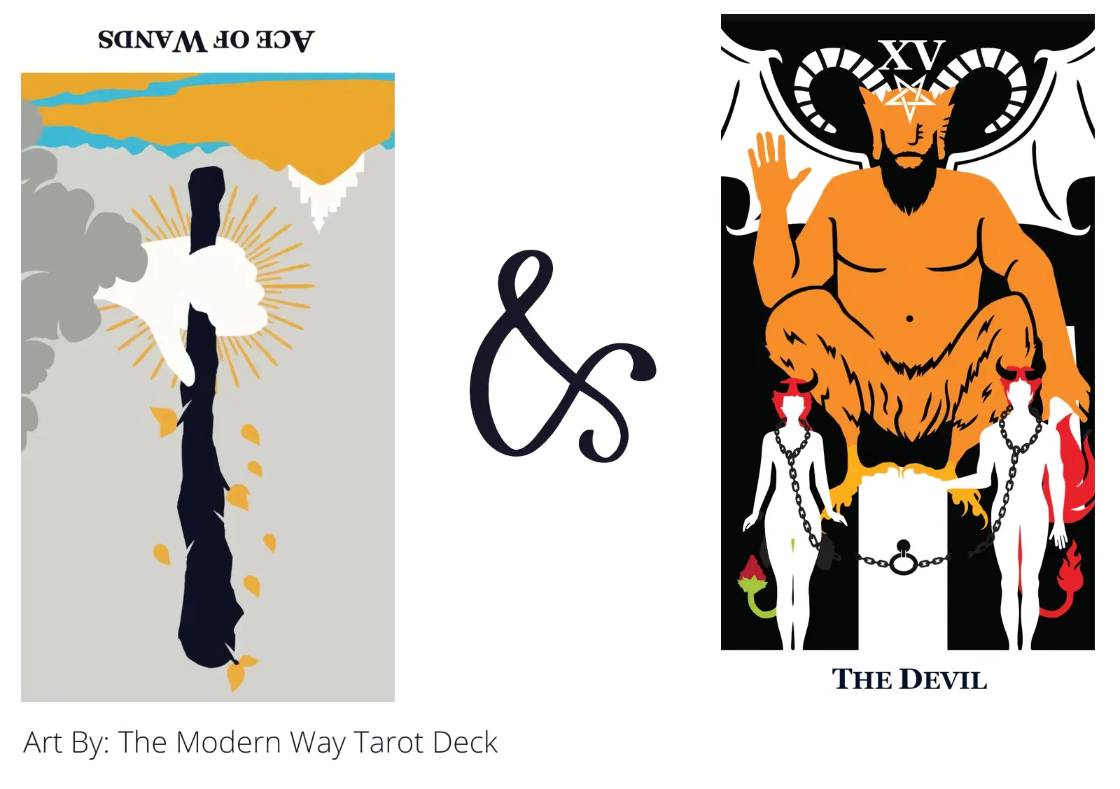 ace of wands reversed and the devil tarot cards together