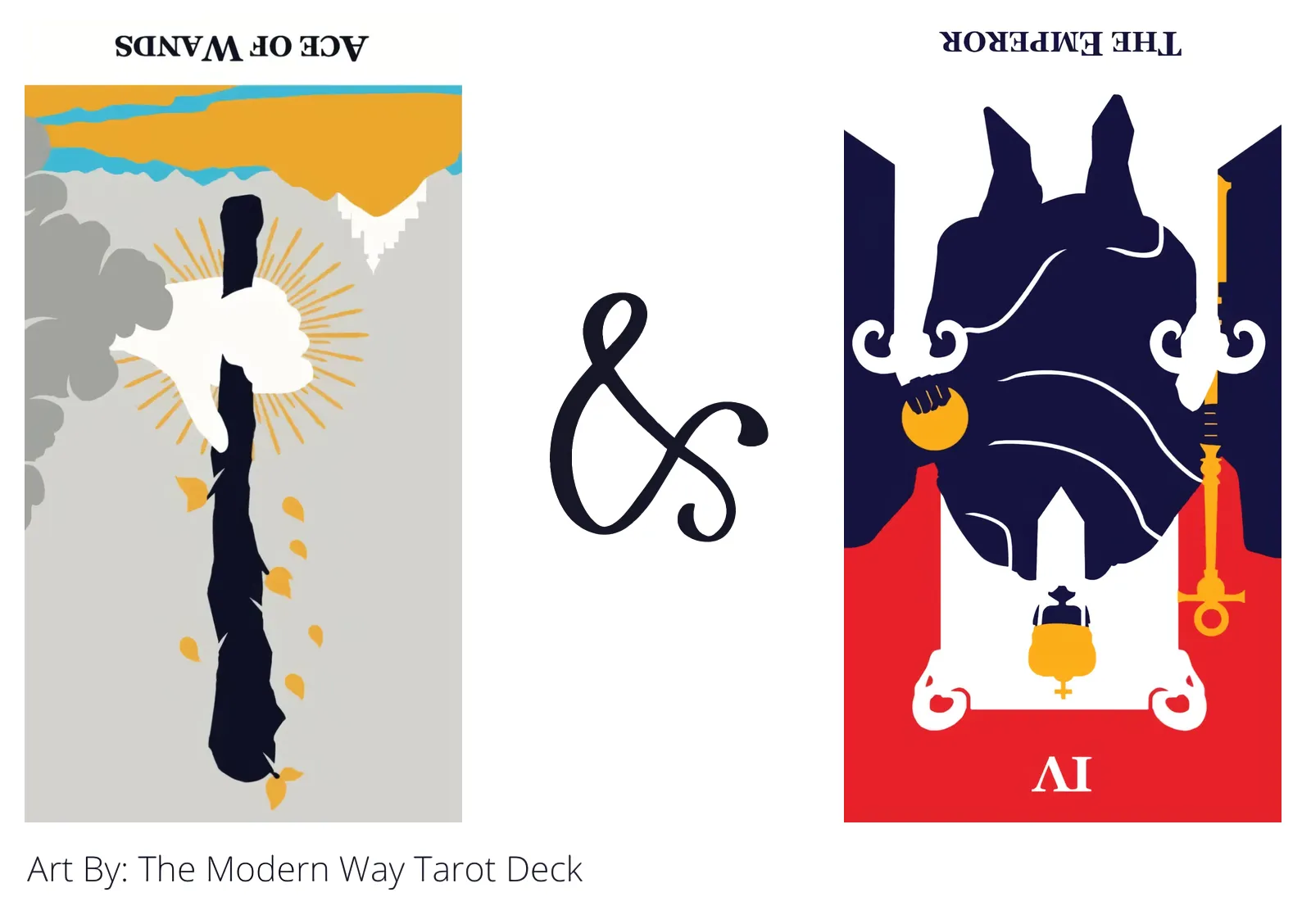 ace of wands reversed and the emperor reversed tarot cards together