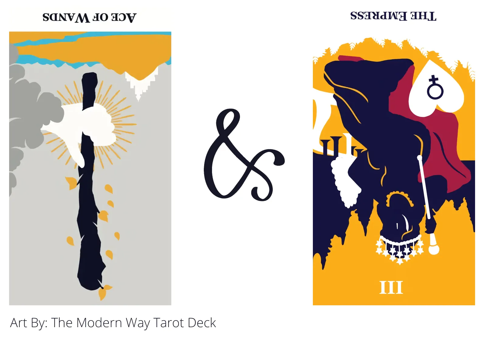 ace of wands reversed and the empress reversed tarot cards together