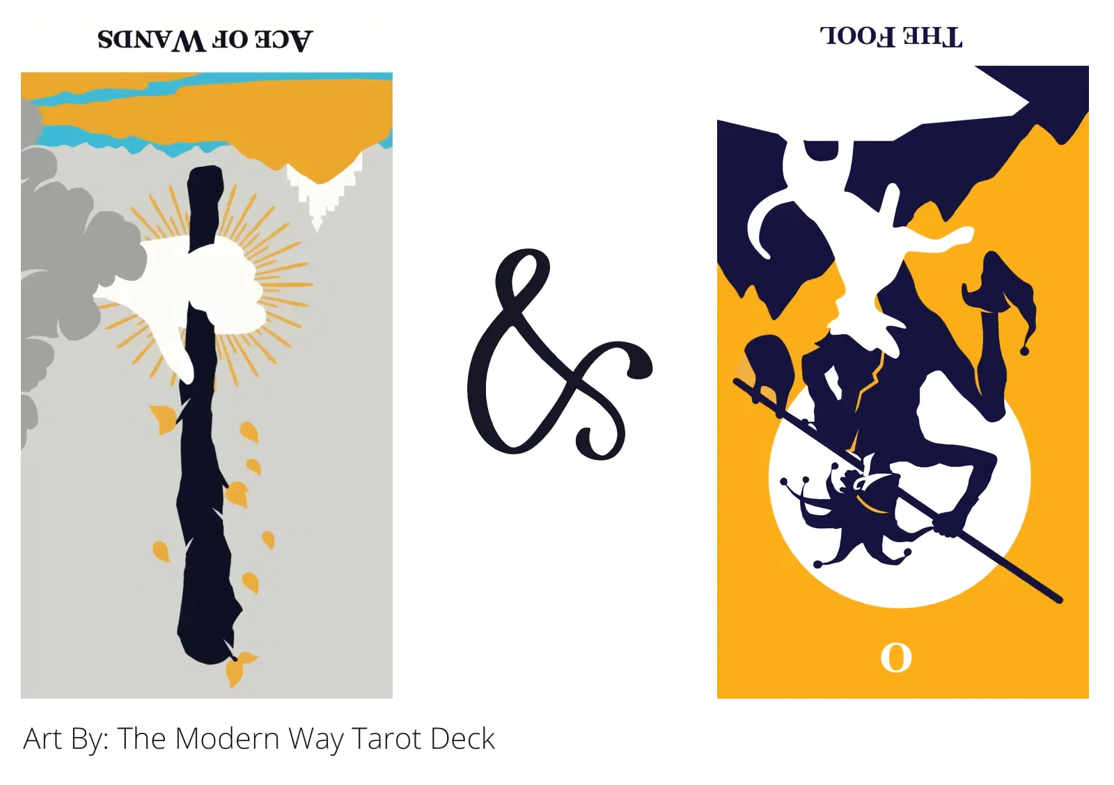 ace of wands reversed and the fool reversed tarot cards together