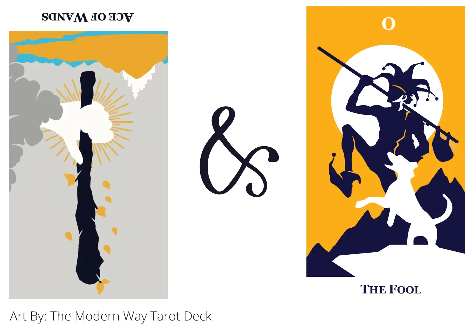 ace of wands reversed and the fool tarot cards together