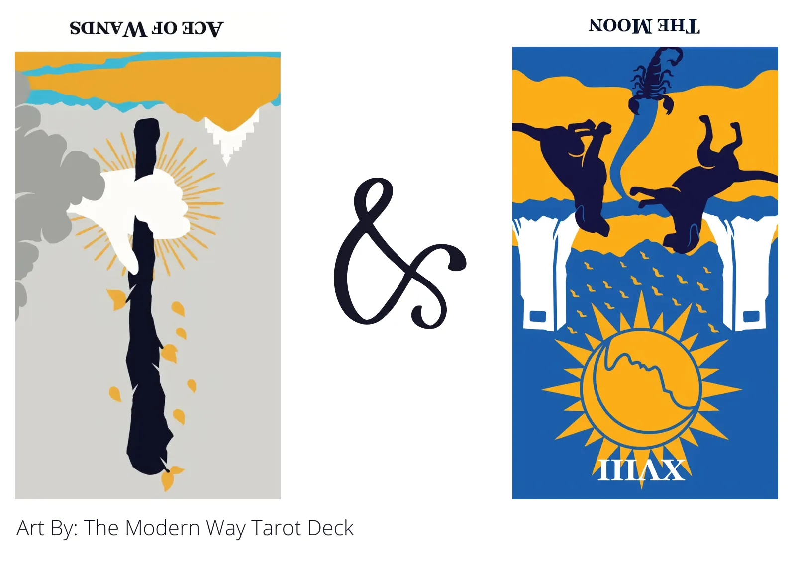 ace of wands reversed and the moon reversed tarot cards together