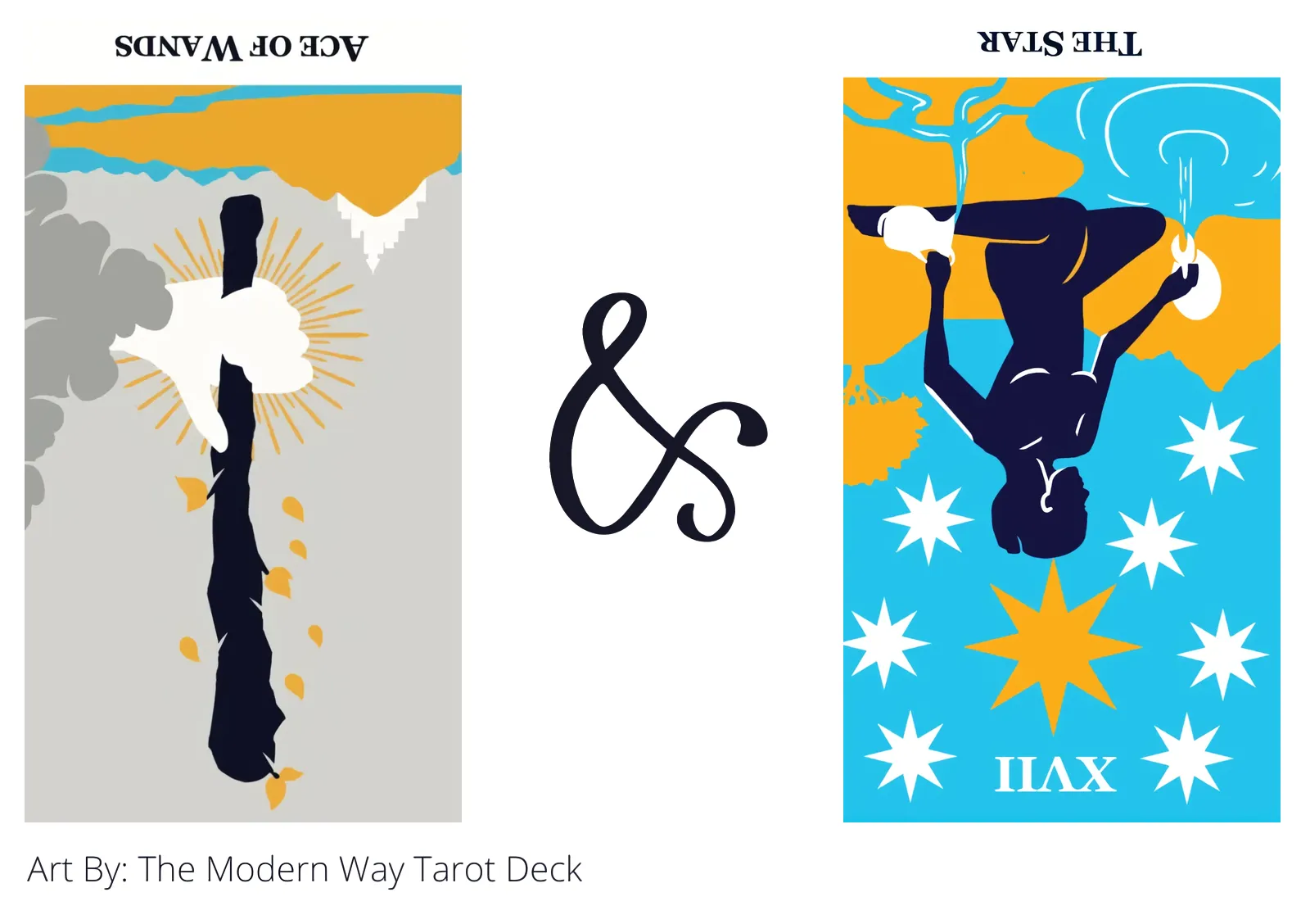 ace of wands reversed and the star reversed tarot cards together