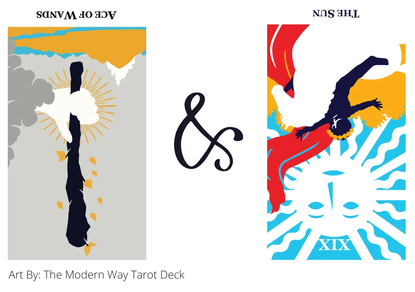 ace of wands reversed and the sun reversed tarot cards together