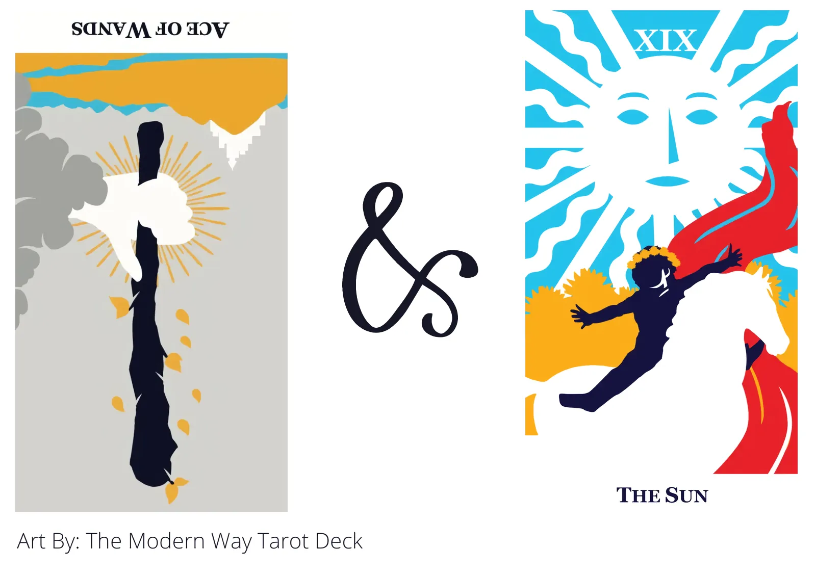 ace of wands reversed and the sun tarot cards together