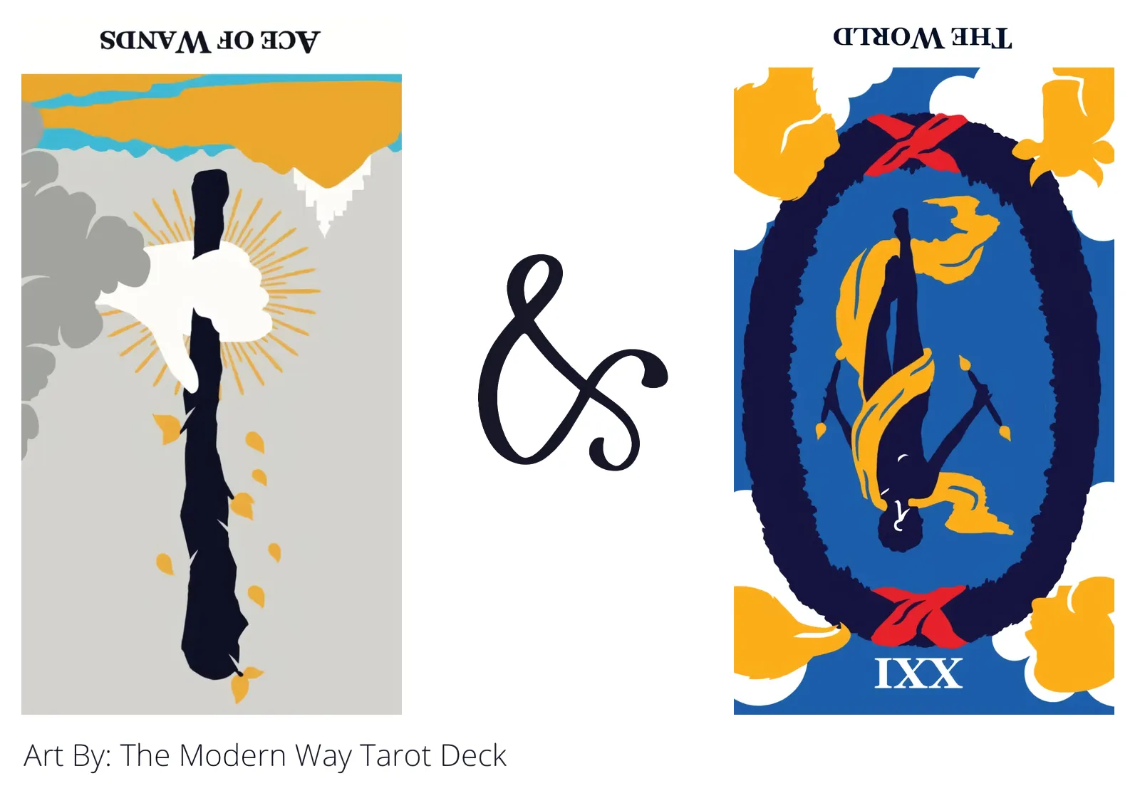 ace of wands reversed and the world reversed tarot cards together