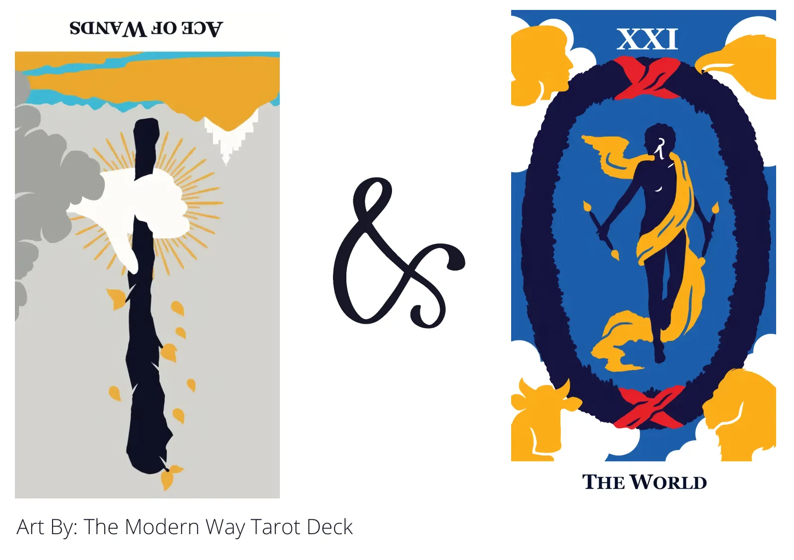 ace of wands reversed and the world tarot cards together