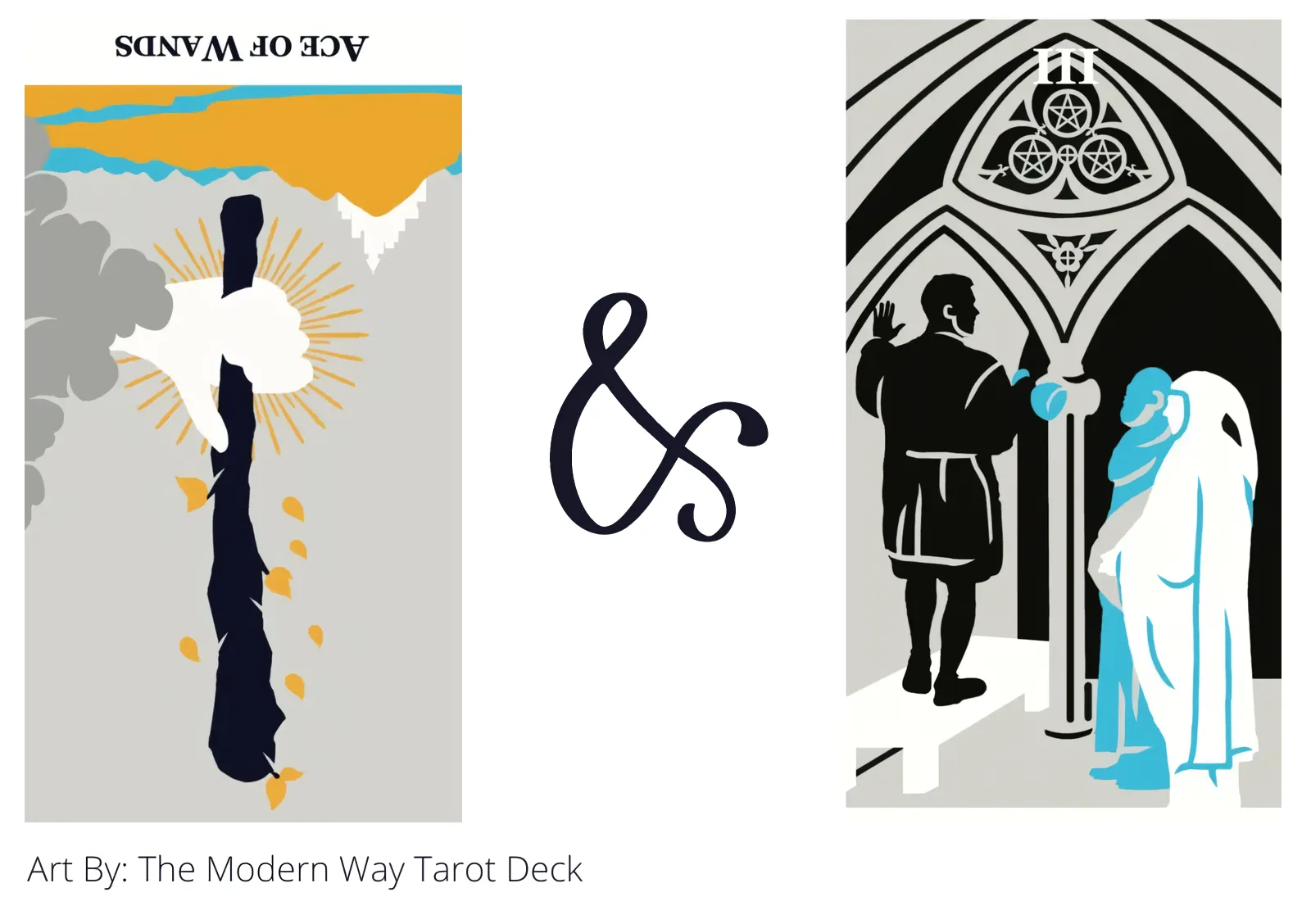 ace of wands reversed and three of pentacles tarot cards together