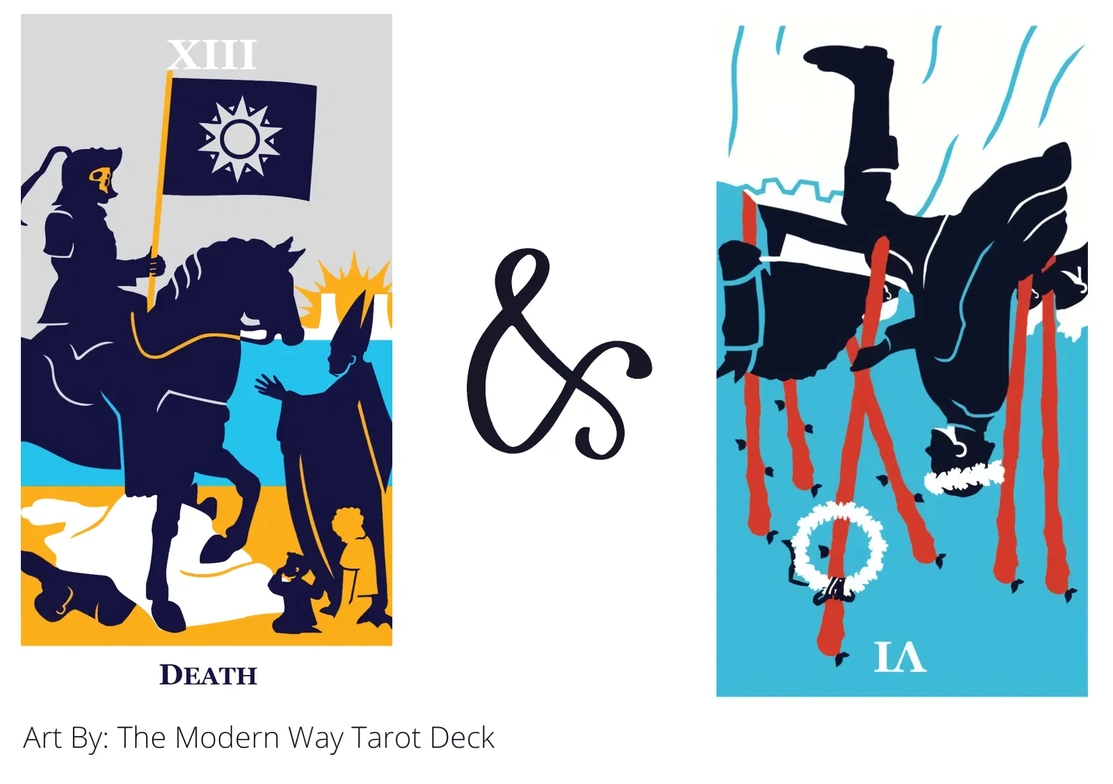 death and six of wands reversed tarot cards together