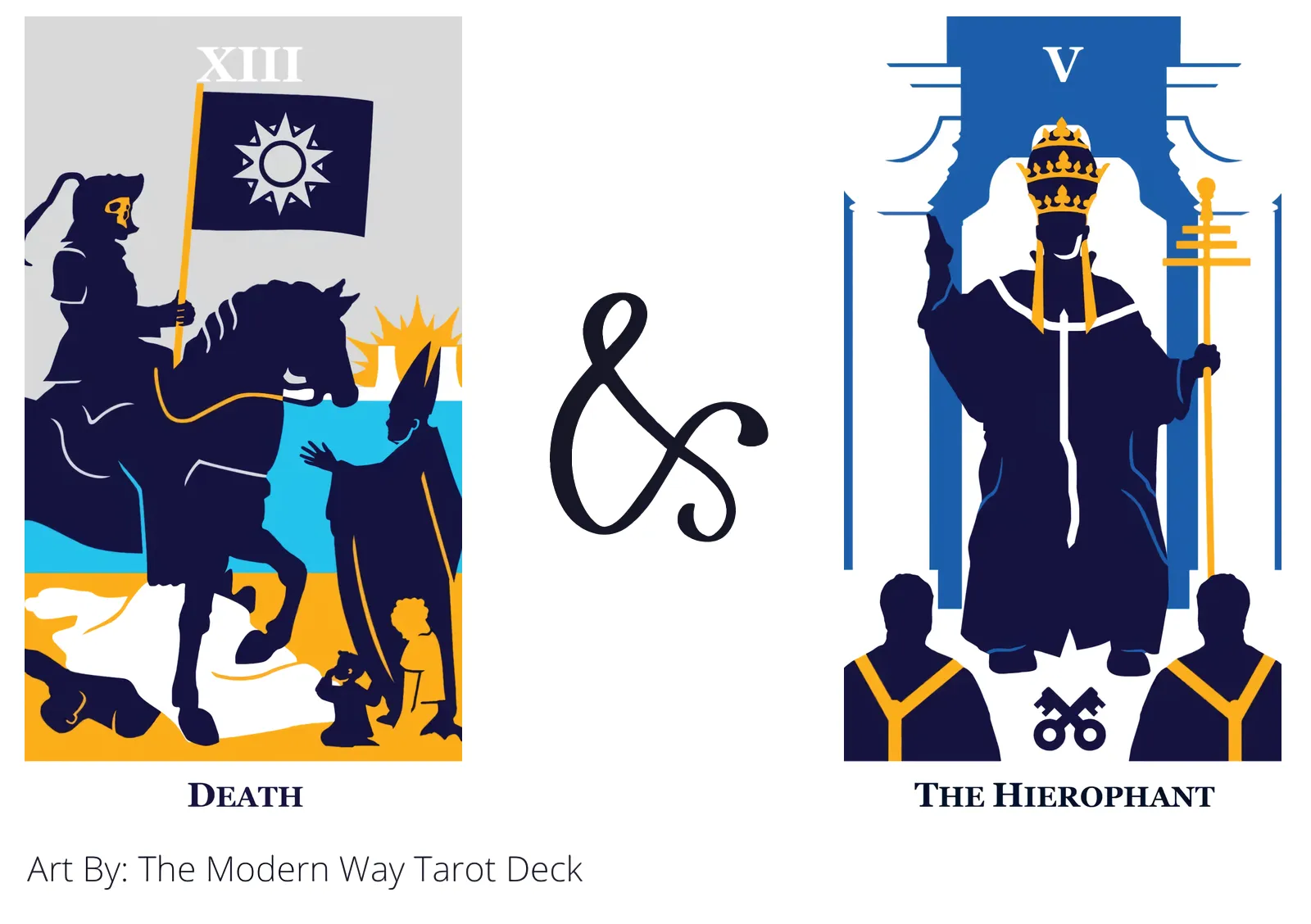 death and the hierophant tarot cards together
