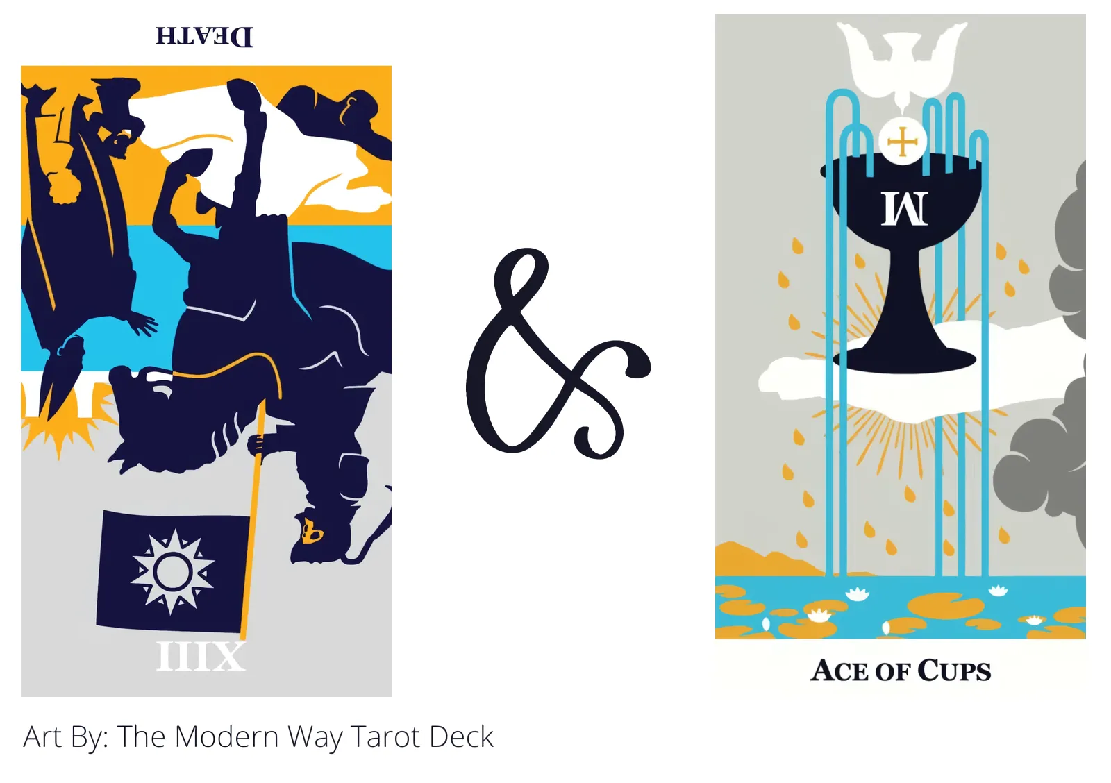 death reversed and ace of cups tarot cards together