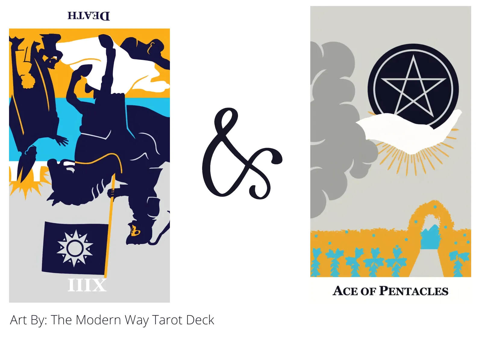 death reversed and ace of pentacles tarot cards together